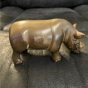 Elegant Brown Rhino Sculpture